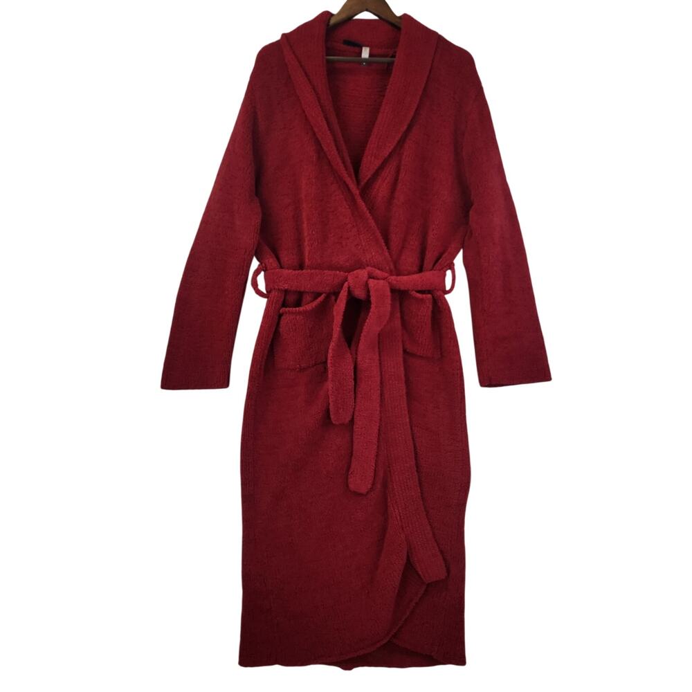 Steve Womens Plush Sherpa Wrap Robe SZ L Red Belted Long Cozy Loungewear Pockets